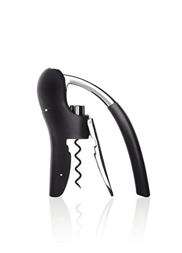 blomus -LEVERMAN PRO- corkscrew set made of chrome-plated steel, automatic wine bottle opener with spiral screw, exclusive look, easy handling (H / W / D: 14.5 x 14 x 3 cm, Black, 63598) on sale